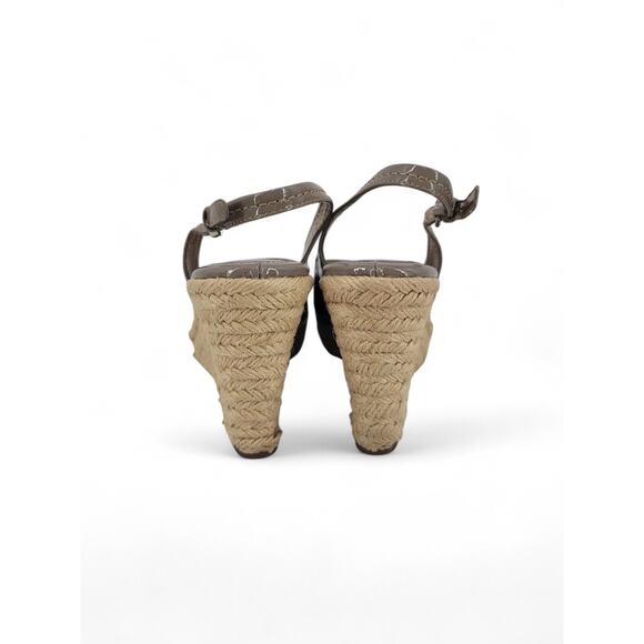 Sofft Balin Taupe Patent Espadrille Wedges Size 8 | Chic Summer Heels - Picture 3 of 7